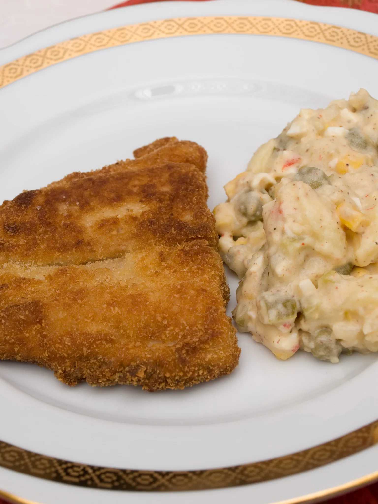Christmas carp: Christmas carp with potato salad, tradicional Czech christmas