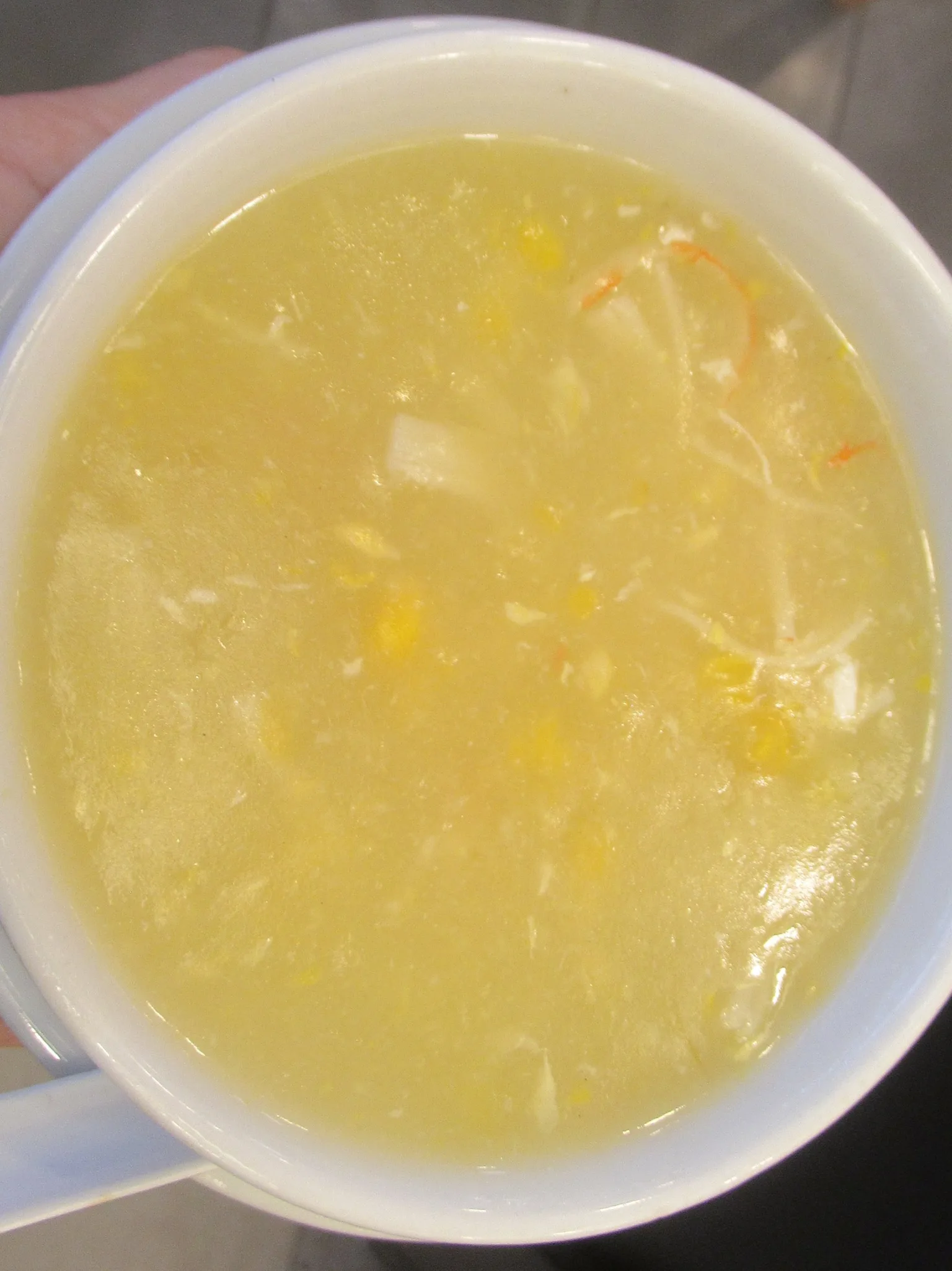 corn crab soup, a photograph of the dish