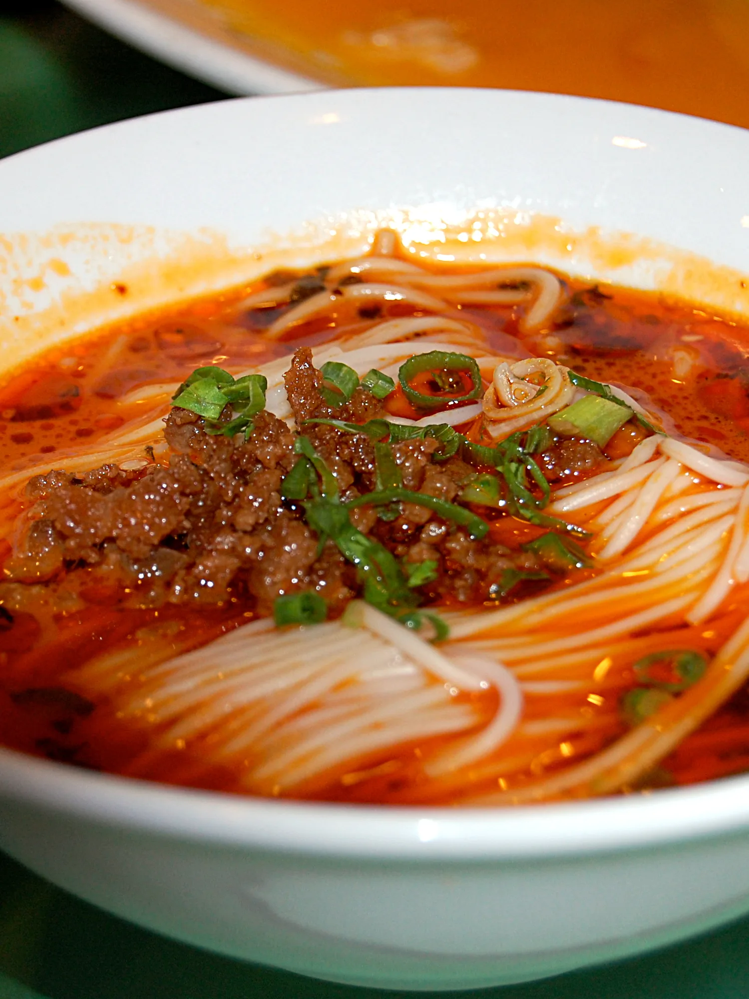 Dan dan noodles: Dan-dan (dun-dun) noodles served at a Sichuan restaurant in Shanghai, China