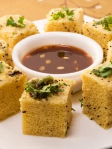 dhokla, a photograph of the dish