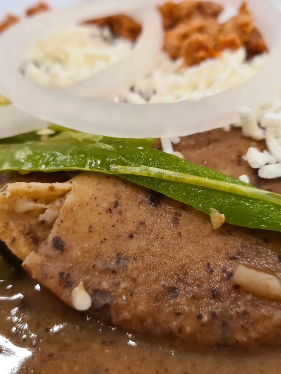 Enfrijoladas, a photograph of the dish