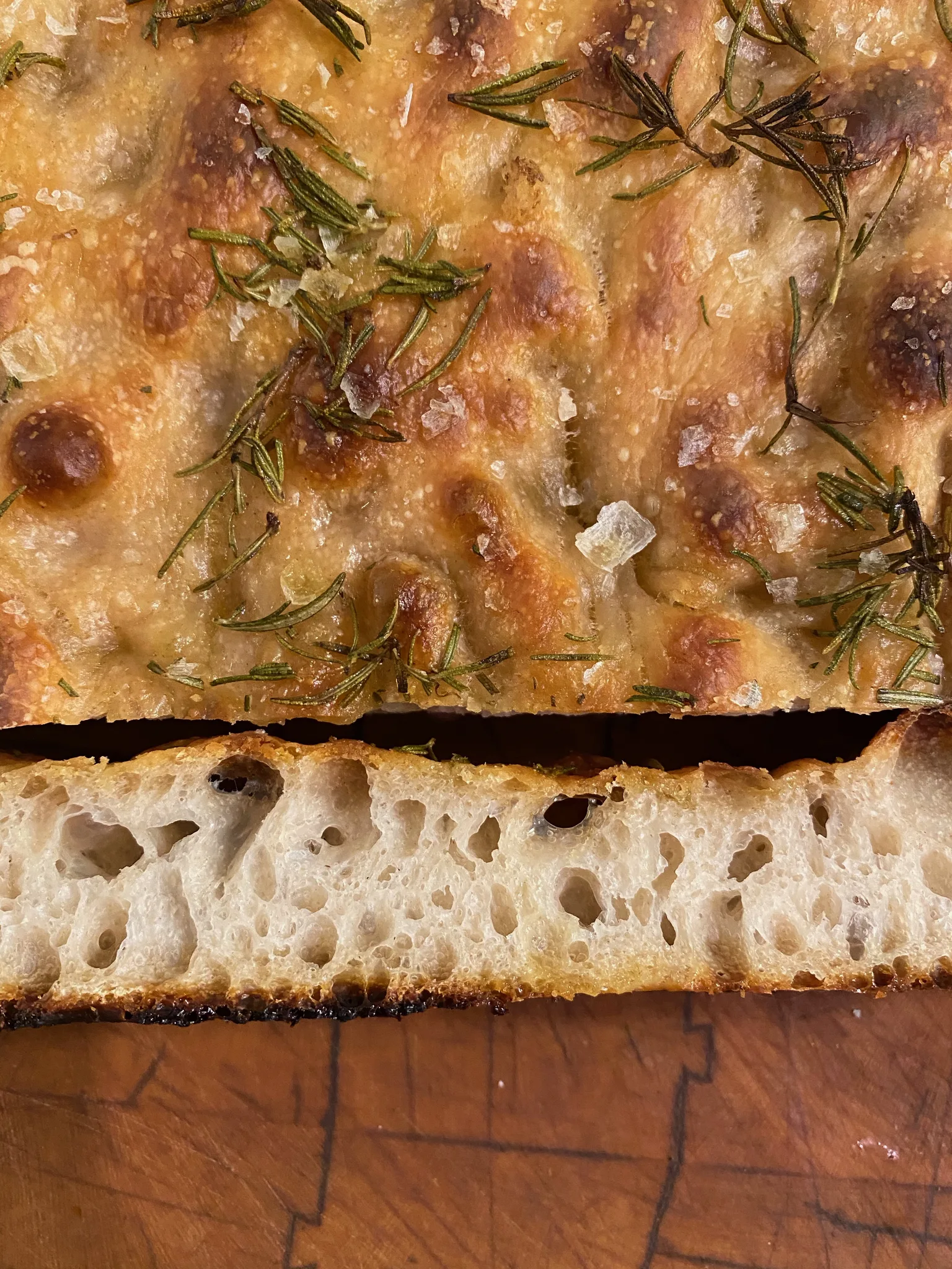 Focaccia: Sourdough focaccia baked at home