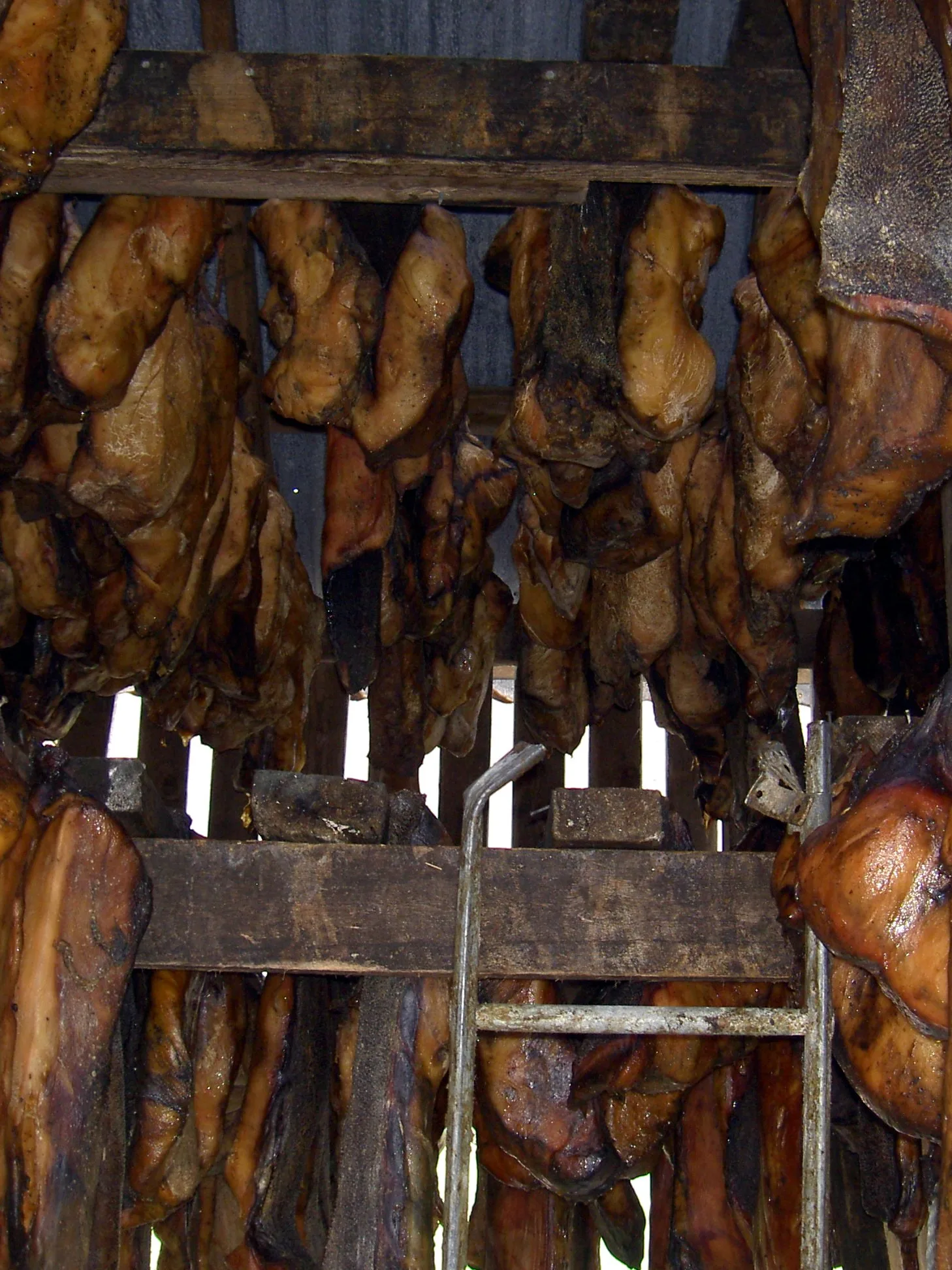Hákarl: Hákarl (Icelandic for shark) or Greenlandic Shark is a food from Iceland. This picture was taken near Bjarnahöfn in 2005