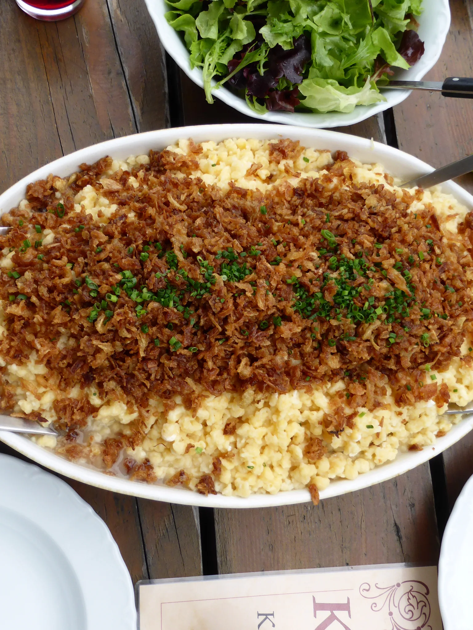 Käsespätzle, a photograph of the dish