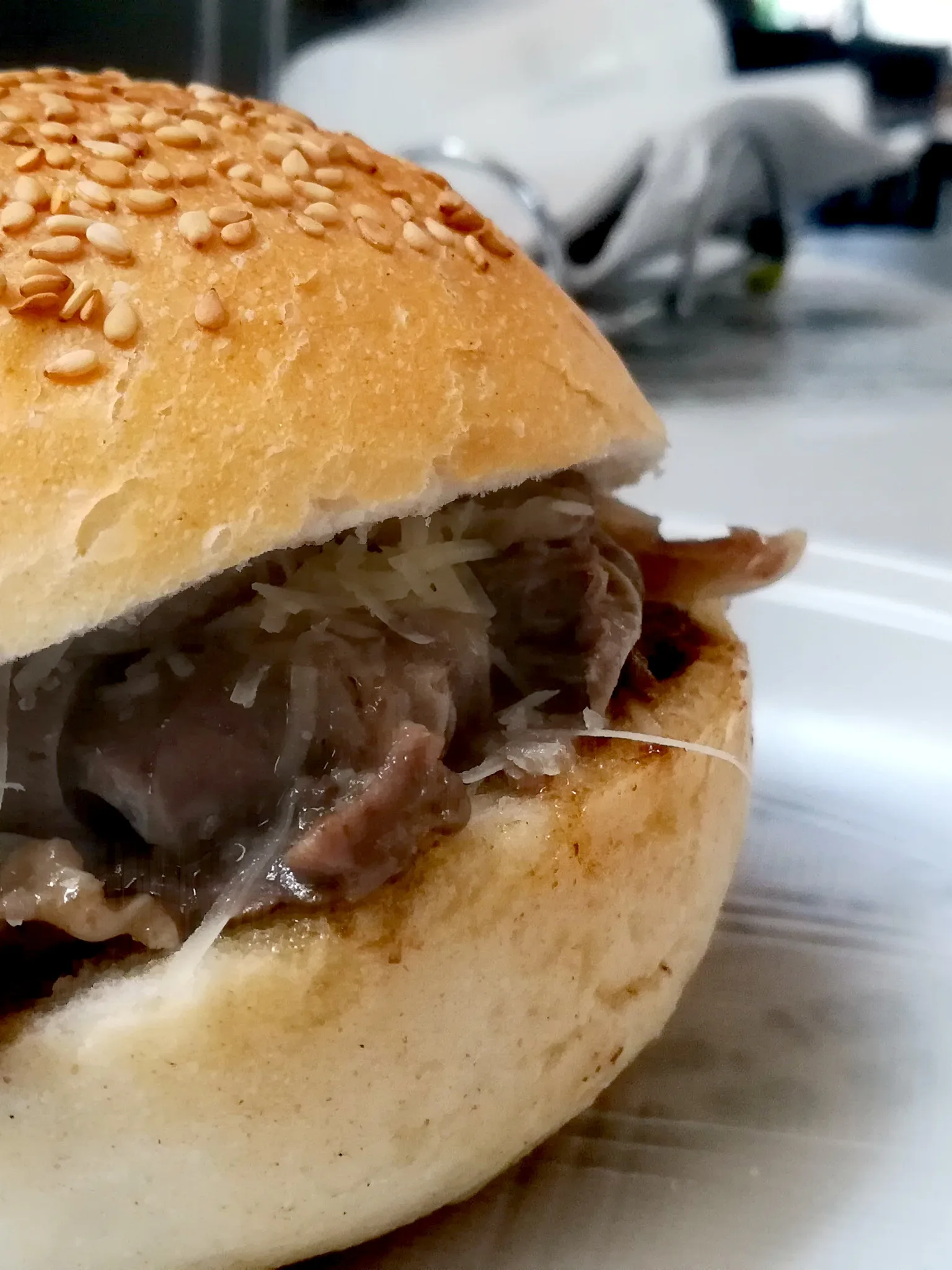 Pani câ meusa: pani ca meuss is a street food specialty from Sicily, basically a sandwich with cooked spleen